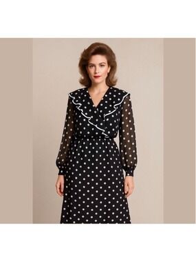 Vintage dress - Willi of California 1980s sheer black and white polka dot dress